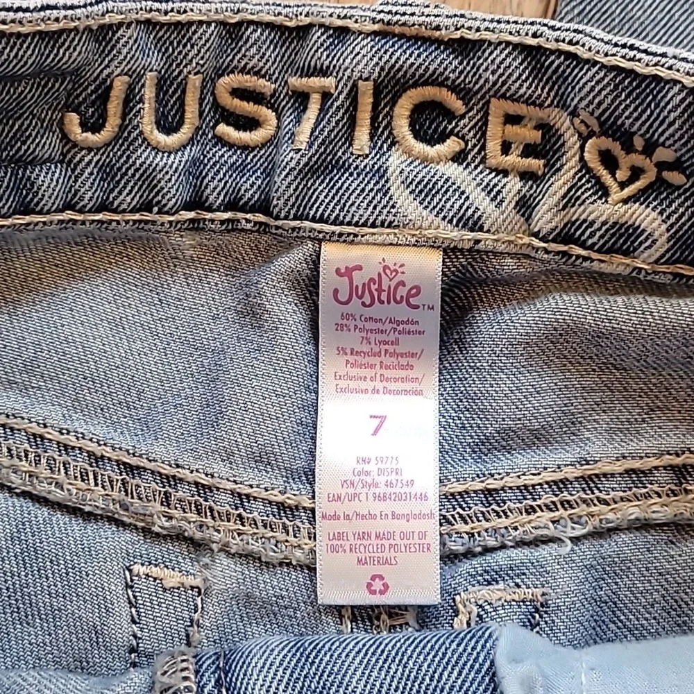 Justice Wide-Leg Jeans, Size 7, Denim, Daisy, Flowers, Blue, Soft - Picture 4 of 8